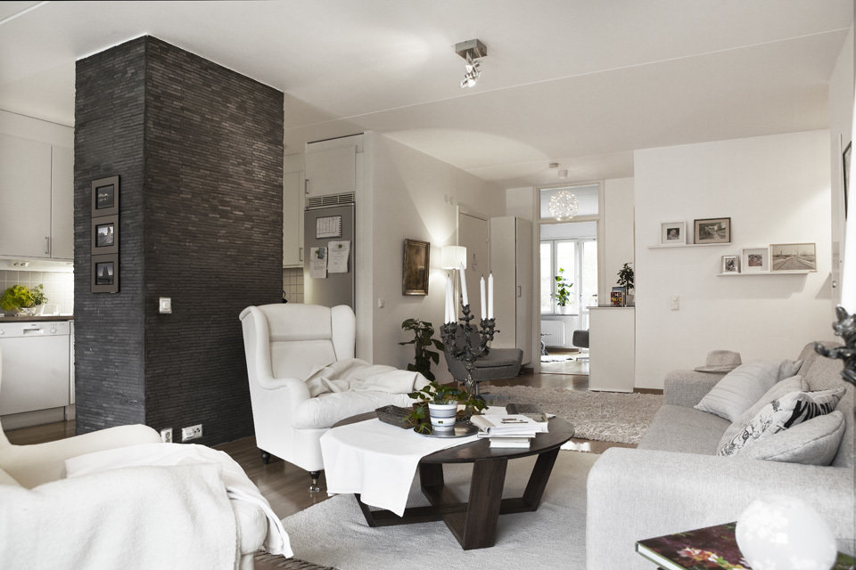 Фотография: Гостиная в стиле Прованс и Кантри, Скандинавский, Современный, Детская, Квартира, Швеция, Цвет в интерьере, Дома и квартиры, Белый – фото на INMYROOM