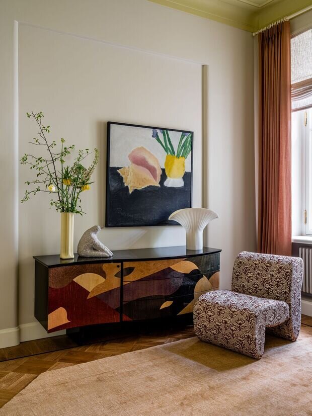 Фотография: Гостиная в стиле Классический, Современный, Эклектика, Винтажный, Квартира, Проект дня, Кирпичный дом, 3 комнаты, Более 90 метров, Елена Учаева – фото на INMYROOM