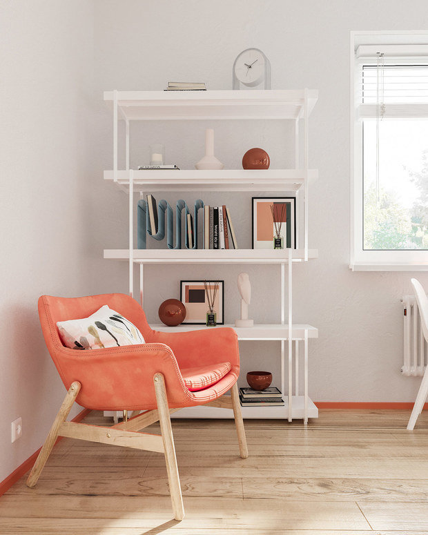 Визуализация интерьера кабинета в скандинавском стиле