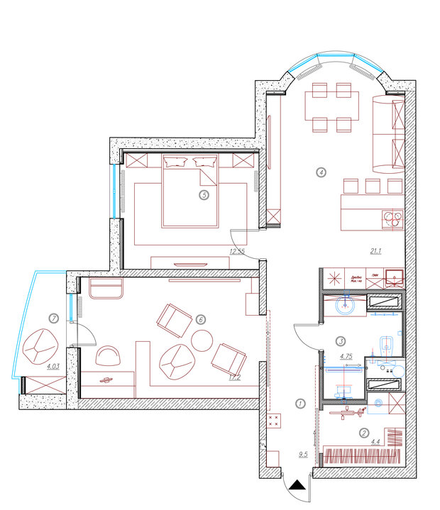 Фото из портфолио Двухкомнатная квартира в жилом доме на Нагатинской набережной в Москве. – фотографии дизайна интерьеров на INMYROOM