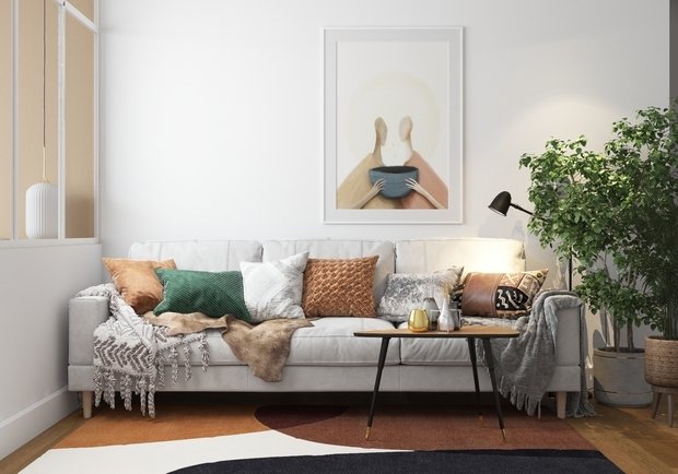 Фотография: Гостиная в стиле Современный, Скандинавский, Квартира, Проект недели, 2 комнаты, 60-90 метров, Марина Меренкова, Пушкино – фото на INMYROOM