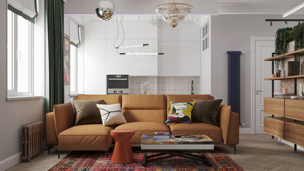 Фотография: Гостиная в стиле Эклектика, Квартира, Проект недели, Москва, 2 комнаты, 40-60 метров, Анастасия Григорьева – фото на INMYROOM