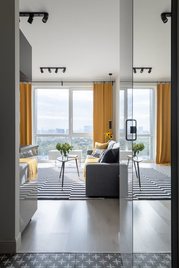 Фотография: Гостиная в стиле Скандинавский, Современный, Малогабаритная квартира, Квартира, Студия, Проект недели, Москва, до 40 метров, Ирина Бебешина – фото на INMYROOM