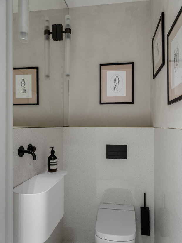 Фотография: Ванная в стиле Современный, Квартира, Проект дня, Москва, Кирпичный дом, 4 и больше, Более 90 метров, Валерия Исакова, Мария Куркова – фото на INMYROOM