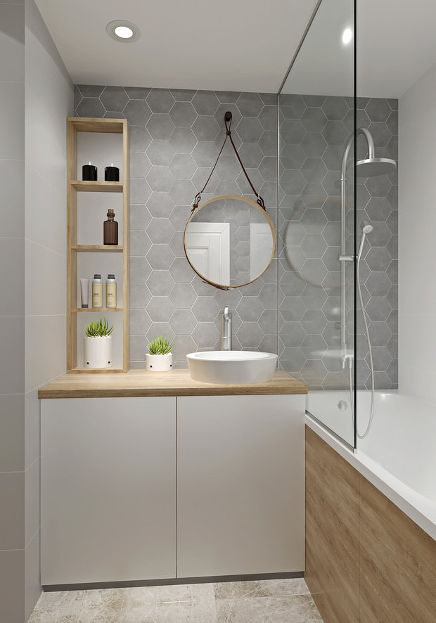 Фотография: Ванная в стиле Современный, Эко, Квартира, Проект недели, Москва, Артем Габриэльян, Кирпичный дом, 2 комнаты, 60-90 метров – фото на INMYROOM