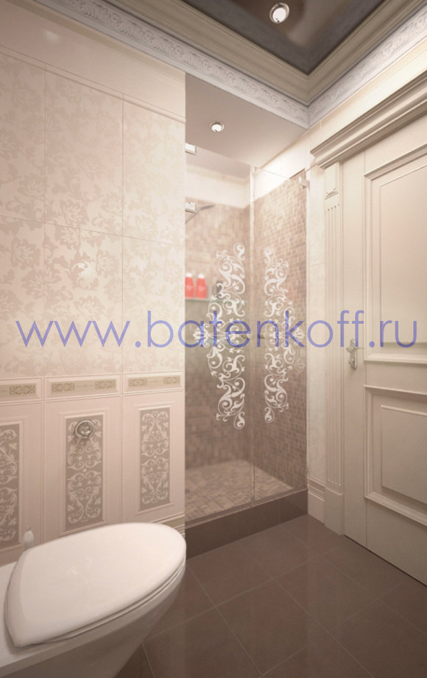 Фото из портфолио Дизайн проект гостевого туалета в классическом стиле на Юмашева от дизайн студии Батенькофф. – фотографии дизайна интерьеров на InMyRoom.ru