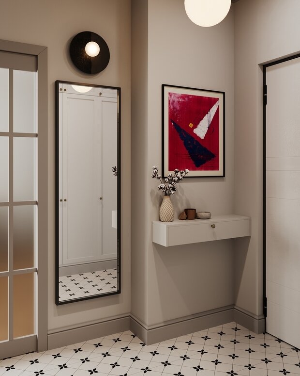 Фотография: Прихожая в стиле Скандинавский, Современный, Квартира, Проект дня, Санкт-Петербург, 3 комнаты, 60-90 метров, современный с элементами классики и французского стиля, Гера Остин, Анна Лаковская – фото на INMYROOM