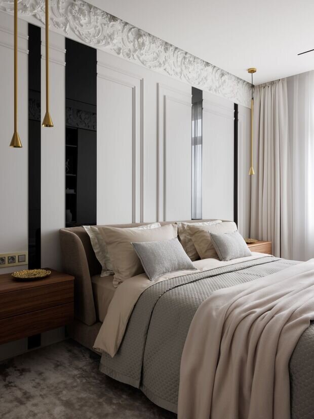 Фотография: Спальня в стиле Классический, Современный, Квартира, Проект дня, Санкт-Петербург, 3 комнаты, Более 90 метров, Елена Лебедева – фото на INMYROOM