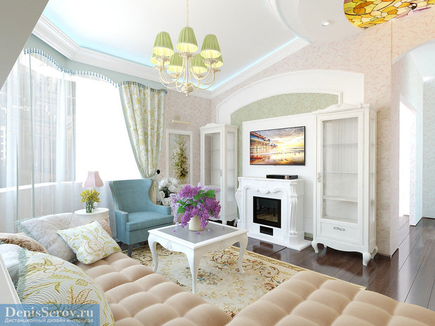 Фото из портфолио Гостиная в загородном доме, современная классика – фотографии дизайна интерьеров на INMYROOM