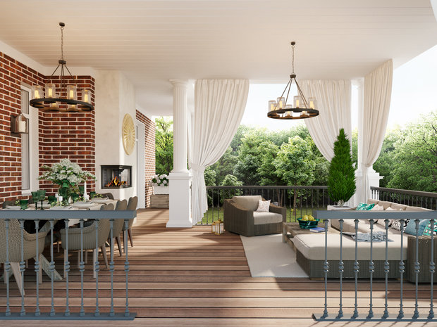 Фотография: Терраса в стиле Прованс и Кантри, Дом, Проект недели, Дом и дача, Кирпичный дом, 4 и больше, Более 90 метров, Александра Гартке, Горки-7 – фото на INMYROOM
