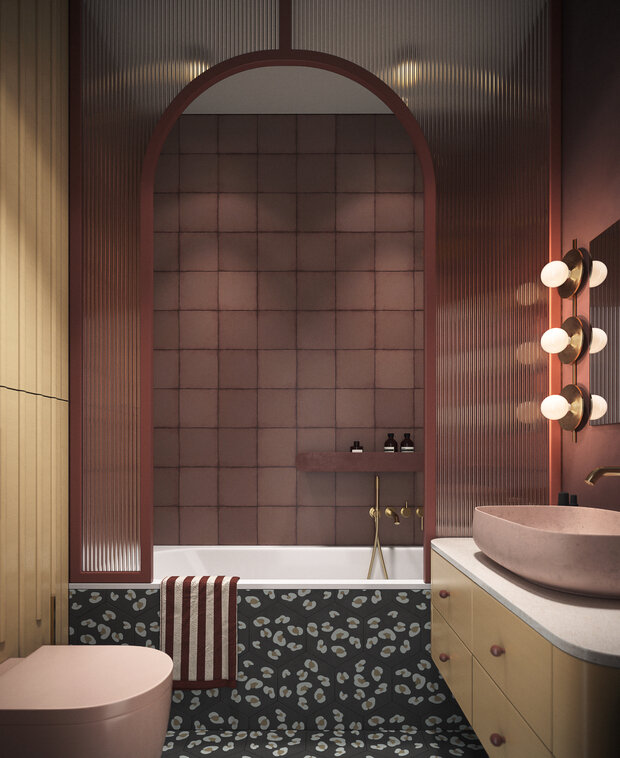 Фотография: Ванная в стиле Современный, Эклектика, Малогабаритная квартира, Квартира, Проект недели, Москва, Монолитный дом, 1 комната, до 40 метров, terracotta.buro, Илона Рафикова – фото на INMYROOM