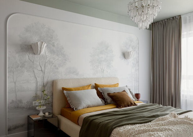 Фотография: Спальня в стиле Современный, Квартира, Проект дня, Екатеринбург, Монолитный дом, 2 комнаты, 40-60 метров, современный с элементами ретро, Анастасия Гавриленко, Анастасия Камаева – фото на INMYROOM