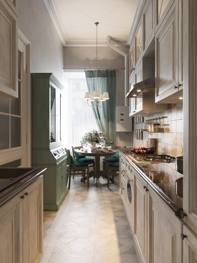 Фотография: Кухня и столовая в стиле Классический, Проект недели, Москва, Высокие потолки, Алексей Кочинский, прямоугольная кухня, Кирпичный дом – фото на INMYROOM Фотография: Кухня и столовая в стиле Классический, Проект недели, Москва, Высокие потолки, Алексей Кочинский, прямоугольная кухня, Кирпичный дом – фото на INMYROOM