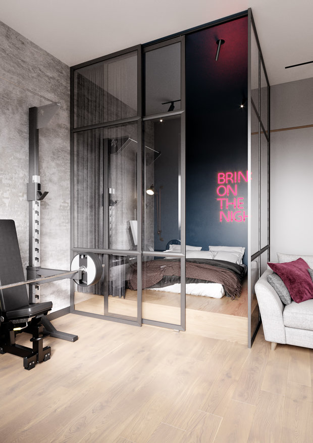 Фотография: Спальня в стиле Лофт, Современный, Квартира, Студия, Проект недели, Москва, Татьяна Безверхая, 40-60 метров, TB Design – фото на INMYROOM