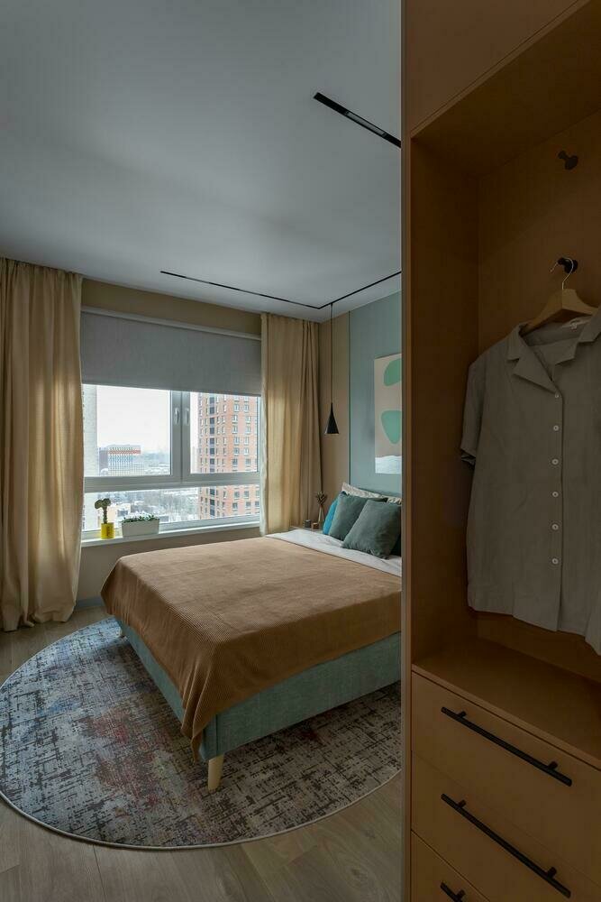 Фотография: Спальня в стиле Современный, Квартира, Проект недели, Москва, Монолитный дом, 2 комнаты, до 40 метров, CHE.Homedesign, Дарья Дубинкина – фото на INMYROOM