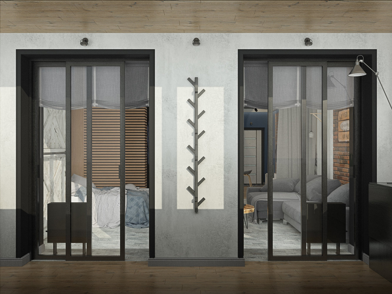 Фотография: Прихожая в стиле Лофт, Современный, Квартира, Студия, Проект недели, Дмитровский район, Евгения Ермолаева, EEDS, 40-60 метров, Монолитно-кирпичный, ЖК «Пятиречье» – фото на INMYROOM