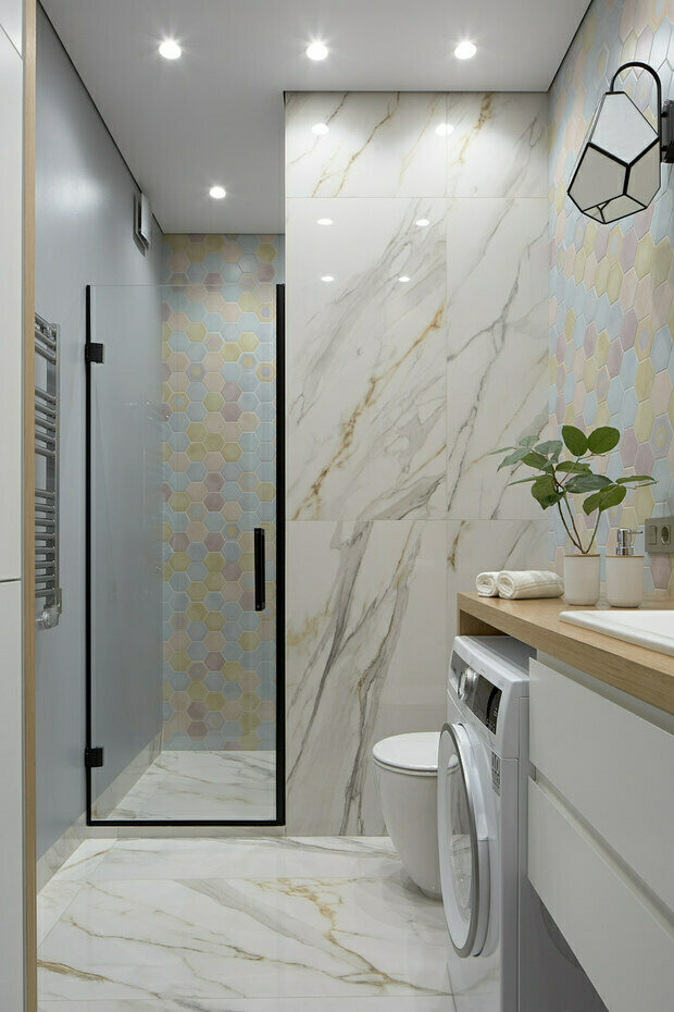 Фотография: Ванная в стиле Современный, Минимализм, Эко, Квартира, Проект недели, Монолитный дом, 2 комнаты, 40-60 метров, Студия дизайна интерьеров Алексея Сушкова, Алексей Сушков, Белгород – фото на INMYROOM