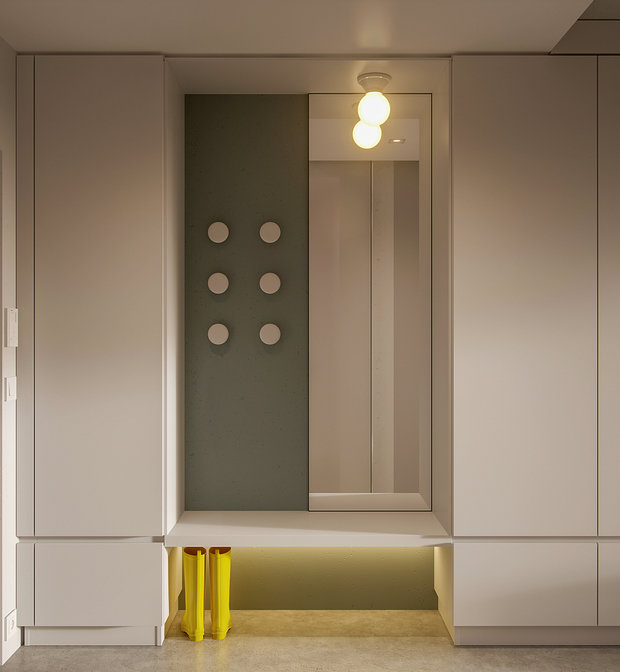 Фотография: Прихожая в стиле Минимализм, Скандинавский, Современный, Малогабаритная квартира, Квартира, Студия, Белый, Розовый, до 40 метров, Андрей Баринов – фото на INMYROOM