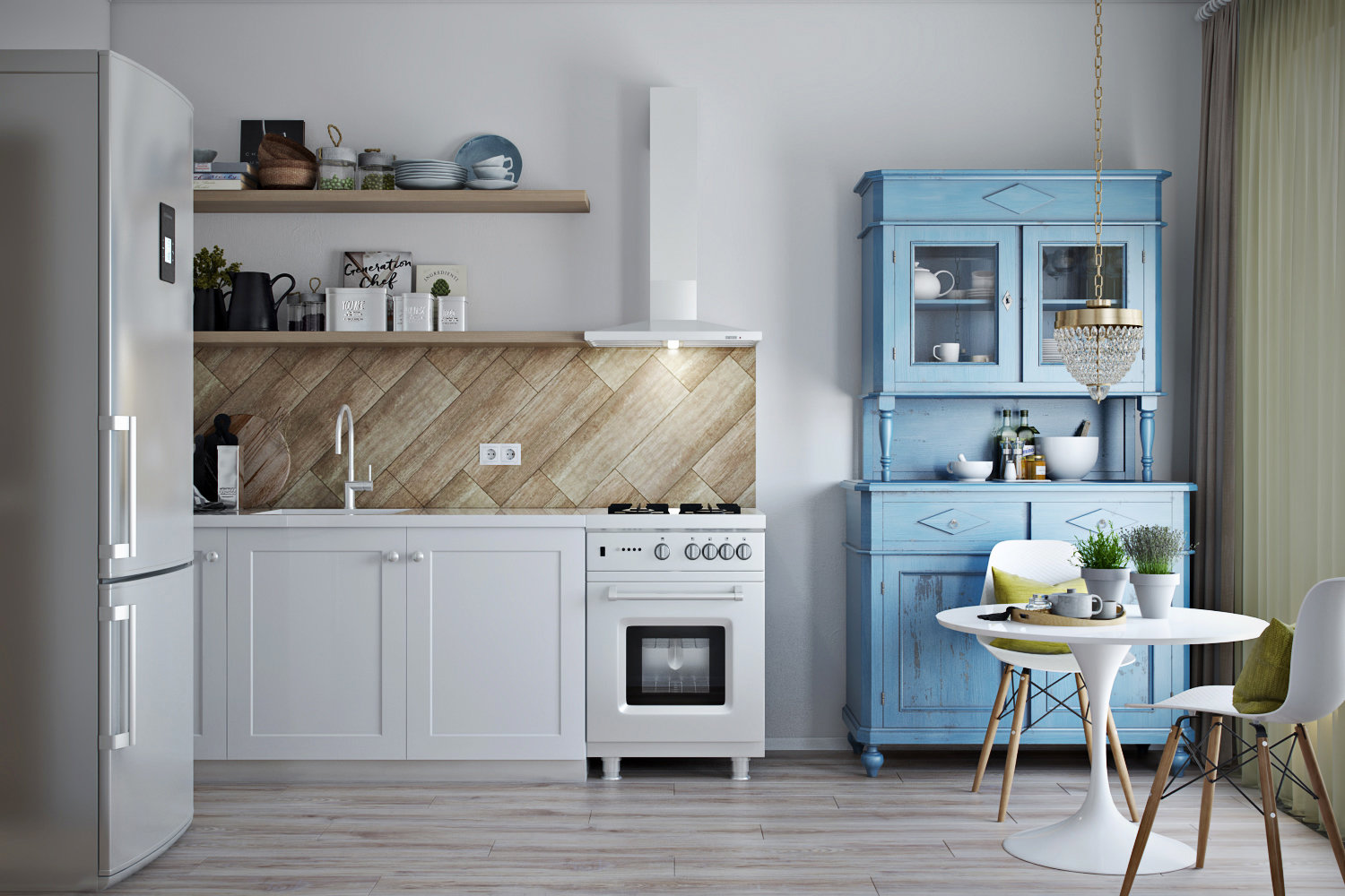 Фотография: Кухня и столовая в стиле Скандинавский, Квартира, Проект недели, 1 комната, до 40 метров, Ольга Буравкова, Монолитно-кирпичный, ЖК «Прима-Парк» – фото на INMYROOM