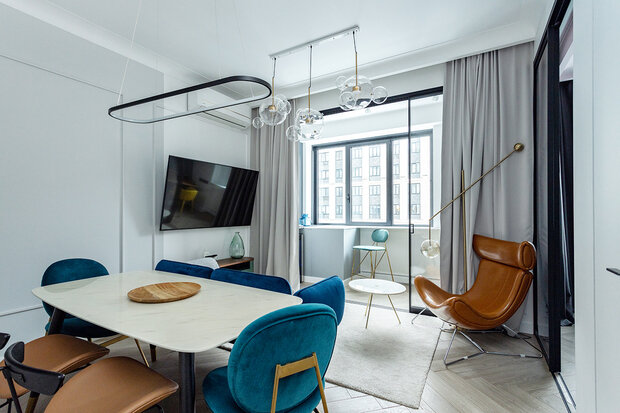 Фотография: Гостиная в стиле Современный, Минимализм, Квартира, Проект недели, Москва, 2 комнаты, до 40 метров, 40-60 метров, Dragonfly – фото на INMYROOM