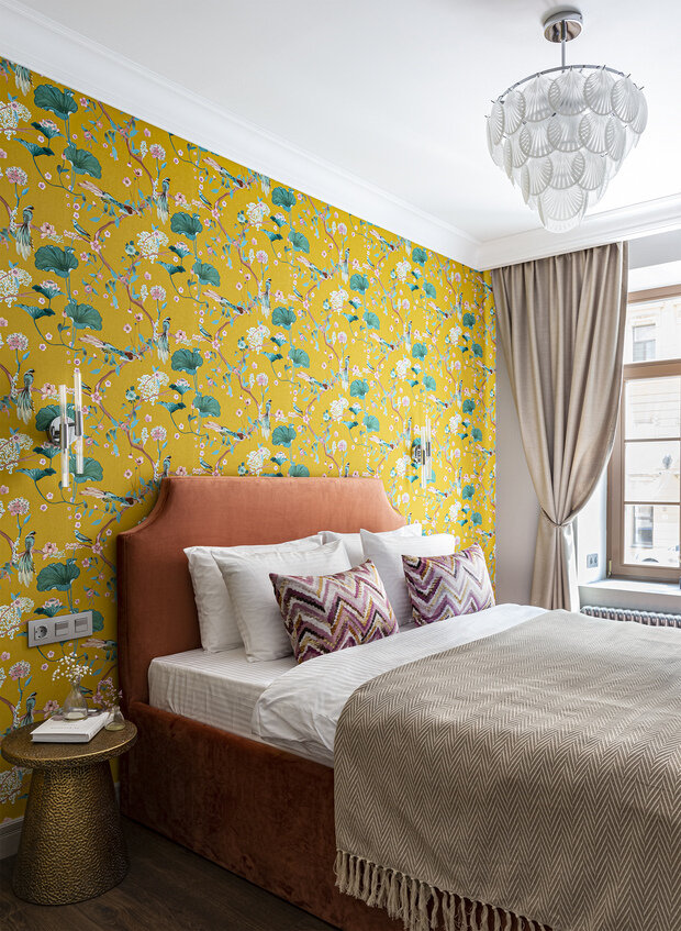 Фотография: Спальня в стиле Классический, Современный, Эклектика, Малогабаритная квартира, Квартира, Проект недели, Санкт-Петербург, Кирпичный дом, 2 комнаты, 40-60 метров, Дарья Ртищева – фото на INMYROOM