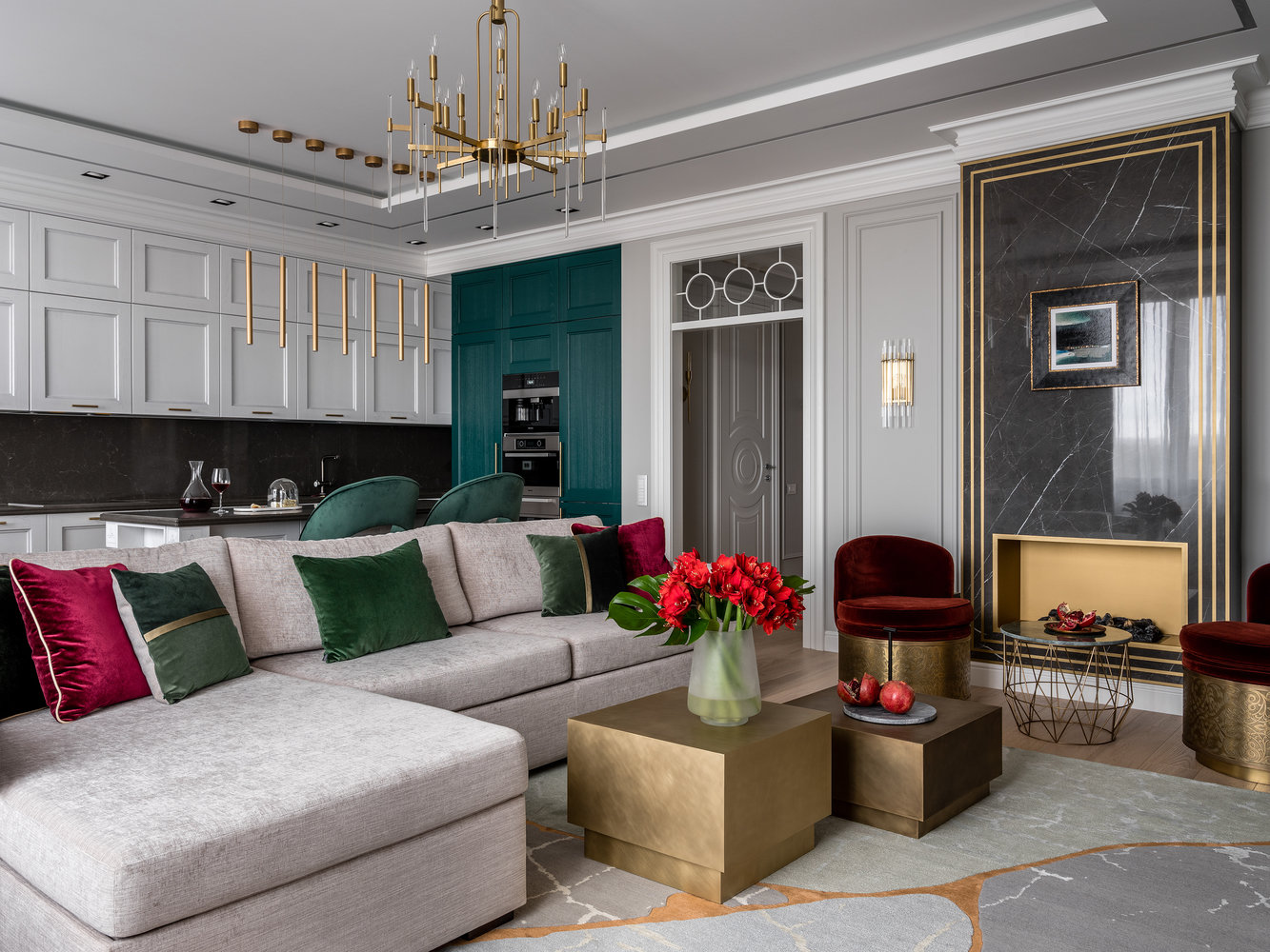 Фотография: Гостиная в стиле Классический, Современный, Квартира, Проект дня, Одинцово, Мария Рублева, 3 комнаты, Более 90 метров, Эксклюзивные проекты – фото на INMYROOM