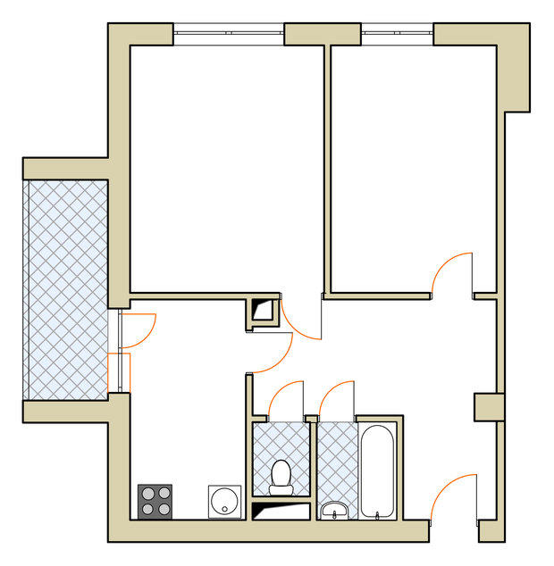 Фотография: Планировки в стиле , Квартира, Дома и квартиры, Перепланировка, II-67 – фото на INMYROOM