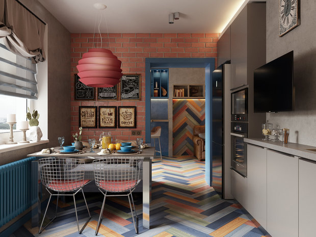 Фотография: Кухня и столовая в стиле Лофт, Советы, Geometrium, «Уютная квартира», как оформить интерьер в стиле лофт, отделка в лофте, цветовое оформление в лофте, как оформить квартиру в стиле лофт, Ирина Большакова, We Create Studio, Алена Горская, Серж Махов, Анна Показаньева, Андрей Попов, Ирина Богатикова – фото на INMYROOM