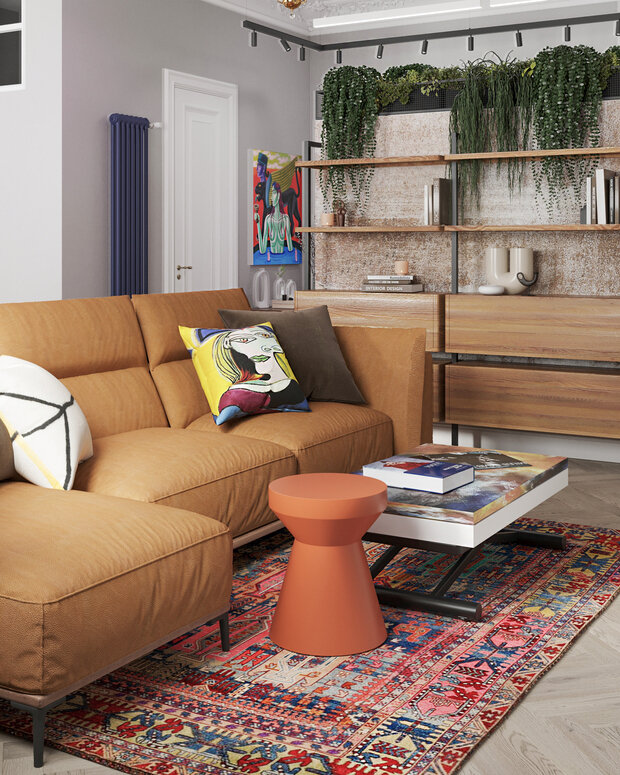 Фотография: Гостиная в стиле Эклектика, Квартира, Проект недели, Москва, 2 комнаты, 40-60 метров, Анастасия Григорьева – фото на INMYROOM