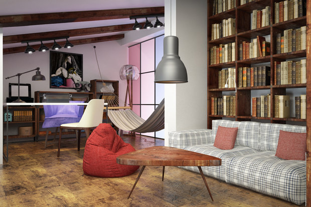 Фото из портфолио Двухуровневая квартира с мансардным этажом для молодой пары – фотографии дизайна интерьеров на INMYROOM