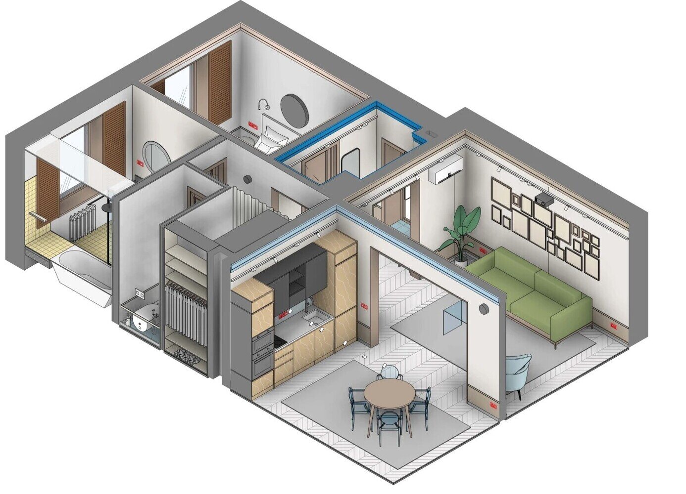 Фотография: Планировки в стиле , Квартира, Проект дня, Сталинка, 3 комнаты, 40-60 метров, фото интерьера, дизайн интерьера фото, эклектика с элементами винтажа – фото на INMYROOM Фотография: Планировки в стиле , Квартира, Проект дня, Сталинка, 3 комнаты, 40-60 метров, фото интерьера, дизайн интерьера фото, эклектика с элементами винтажа – фото на INMYROOM