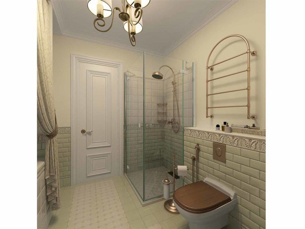 Фото из портфолио "Сохраняя традиции". Проект ванной, прихожей и кухни (21 кв.м). – фотографии дизайна интерьеров на INMYROOM