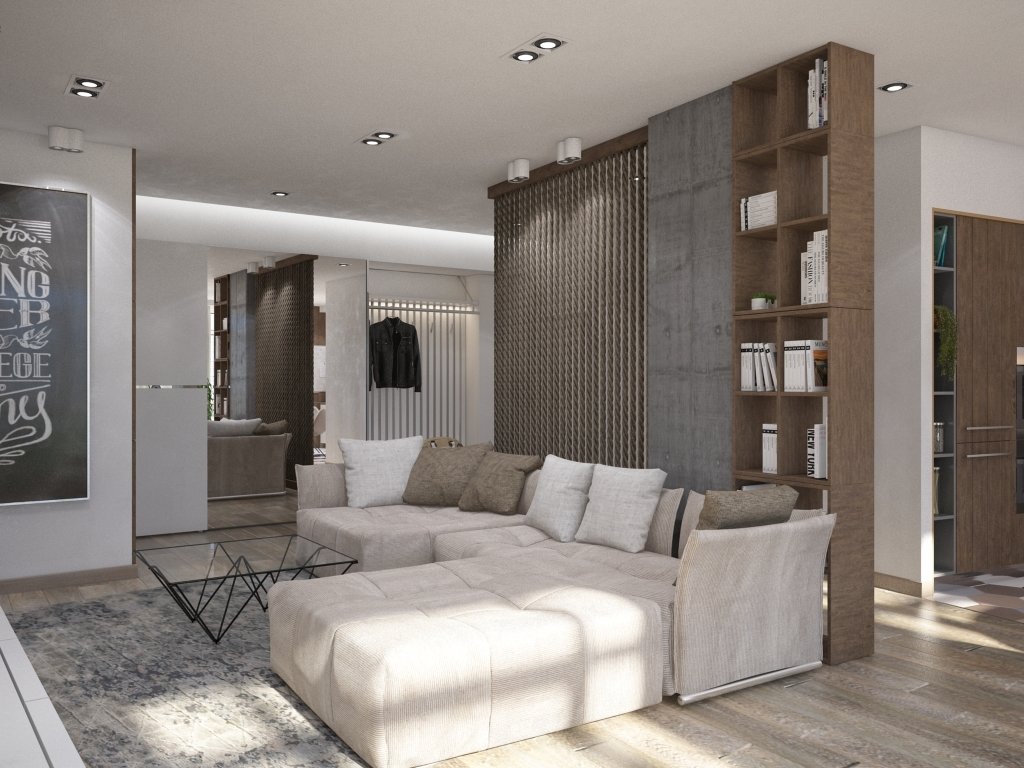 Фотография: Гостиная в стиле Современный, Лофт, Эклектика, Квартира, Студия, Россия, Планировки, Мебель и свет, Минимализм, Проект недели, Эко, Павел Алексеев – фото на INMYROOM