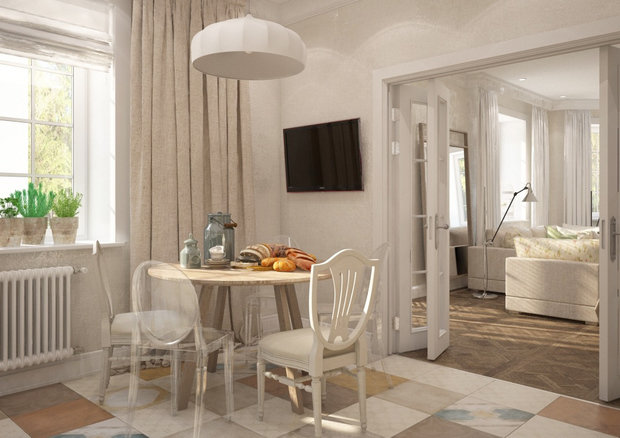 Фотография: Кухня и столовая в стиле Прованс и Кантри, Дом, Россия, Декор, Мебель и свет, Белый, Бежевый, Серый, Коричневый, Дом и дача, Павел Алексеев, Казань, dom-iz-brusa – фото на INMYROOM