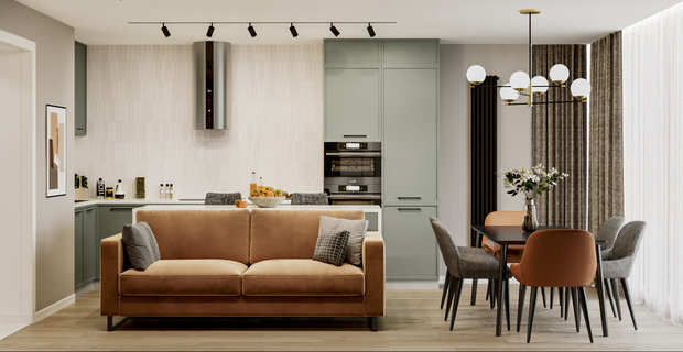 Фотография: Кухня и столовая в стиле Современный, Минимализм, Квартира, Проект недели, Екатеринбург, 2 комнаты, 60-90 метров, Екатерина Третьякова – фото на INMYROOM