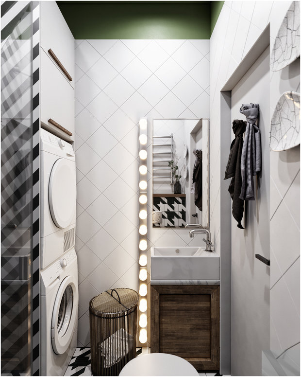 Фотография: Ванная в стиле Скандинавский, Эклектика, Квартира, Проект недели, Санкт-Петербург, Макс Жуков, Виктор Штефан, ToTaste Studio, 3 комнаты, 60-90 метров – фото на INMYROOM