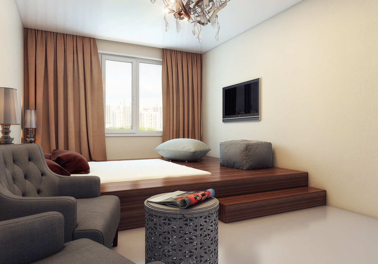 Фото из портфолио Однушка с подиумом-трансформером – фотографии дизайна интерьеров на INMYROOM Фото из портфолио Однушка с подиумом-трансформером – фотографии дизайна интерьеров на INMYROOM