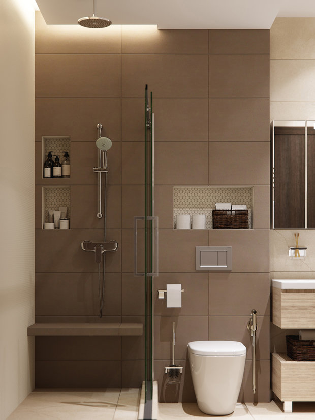 Фотография: Ванная в стиле Минимализм, Квартира, Проект недели, Москва, 2 комнаты, 40-60 метров, Ксения Коновалова, ЖК «Опалиха О3» – фото на INMYROOM