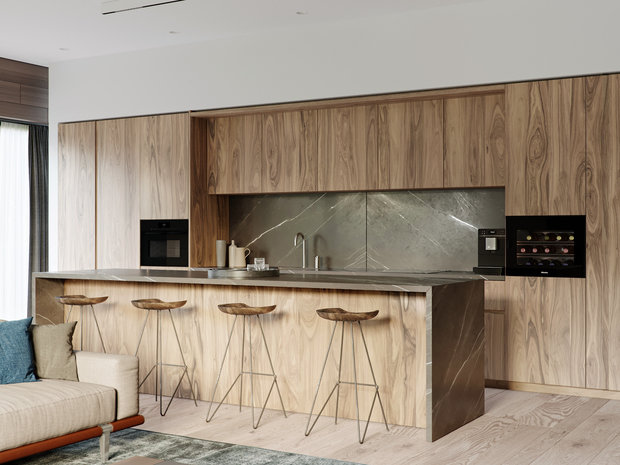 Фотография: Кухня и столовая в стиле Эко, Квартира, Проект недели, 4 и больше, Более 90 метров, Ab-architects, Level Barvikha – фото на INMYROOM