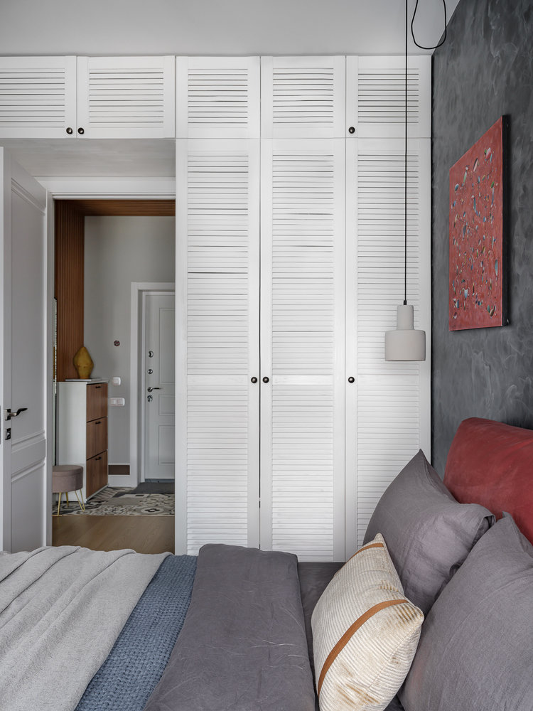 Фотография: Спальня в стиле Современный, Квартира, Проект недели, Москва, 3 комнаты, 40-60 метров, 60-90 метров, Светлана Капустина – фото на INMYROOM Фотография: Спальня в стиле Современный, Квартира, Проект недели, Москва, 3 комнаты, 40-60 метров, 60-90 метров, Светлана Капустина – фото на INMYROOM