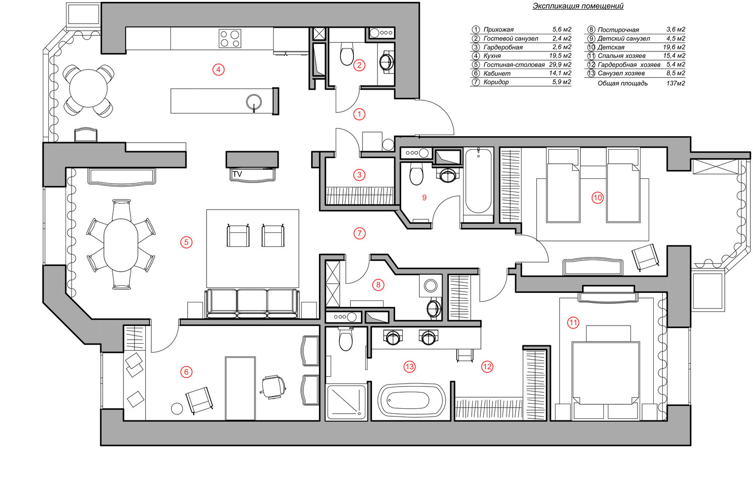 Фотография: Планировки в стиле , Квартира, Проект недели, Москва, 4 и больше, Более 90 метров, Монолитно-кирпичный, Марина Жукова – фото на INMYROOM