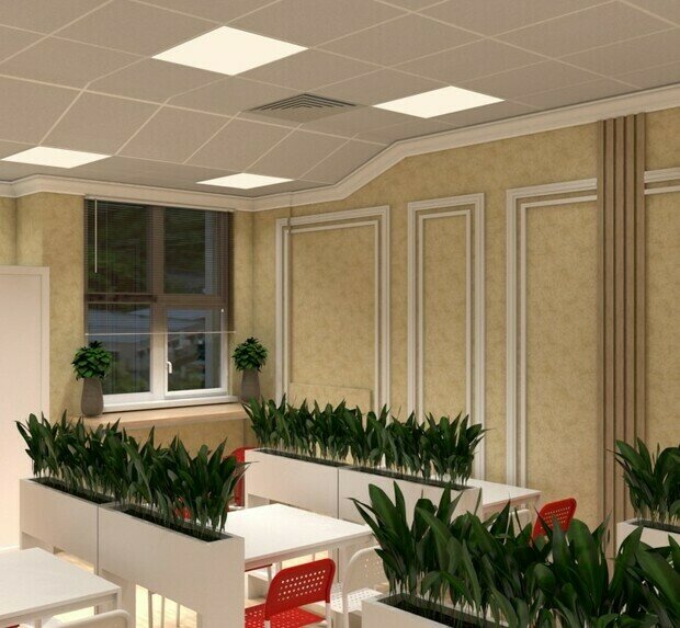 Фото из портфолио Столовая для сотрудников и комната отдыха для руководства фирмы, г.Москва. Просьба заказчика - оставить характерные стулья в столовой. – фотографии дизайна интерьеров на INMYROOM