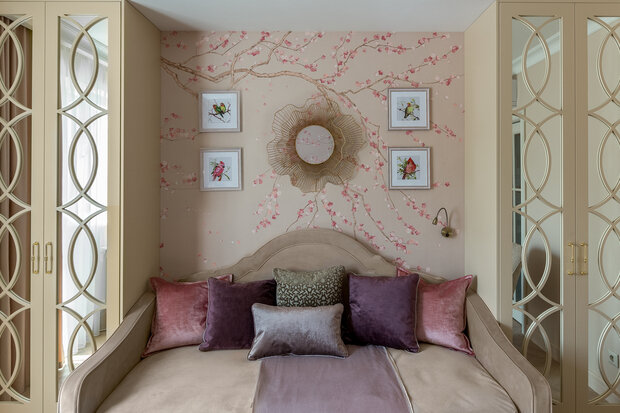 Фотография: Гостиная в стиле Прованс и Кантри, Квартира, Проект дня, Москва, Панельный дом, 1 комната, до 40 метров, Нина Абасеева, Harmony Interiors, Сергей Щеповалин – фото на INMYROOM