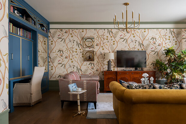 Фотография: Гостиная в стиле Классический, Современный, Эклектика, Винтажный, Квартира, Проект дня, Москва, 4 и больше, Более 90 метров, Наталья Митракова – фото на INMYROOM