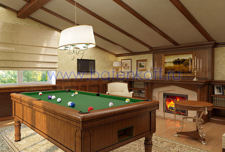 Дизайн проект бильярдной в классическом стиле в Сысерть 