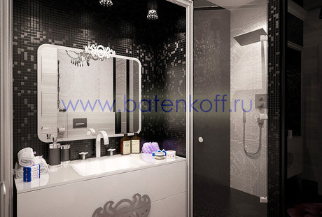 Дизайн проект ванной в стиле гламур от Батенькофф