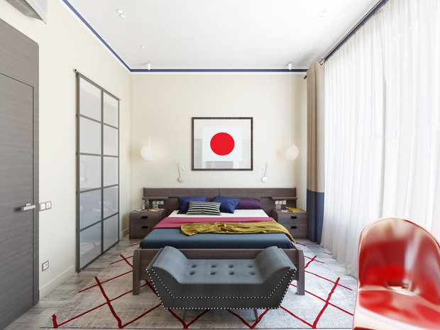 Фотография: Спальня в стиле Восточный, Современный, Квартира, Проект недели, Москва, 3 комнаты, 60-90 метров, Элина Мусина – фото на INMYROOM