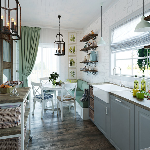 Фотография: Кухня и столовая в стиле Прованс и Кантри, Дом, Проект недели, Дом и дача, Екатеринбург, Юлия Калеми, 4 и больше, Более 90 метров – фото на INMYROOM