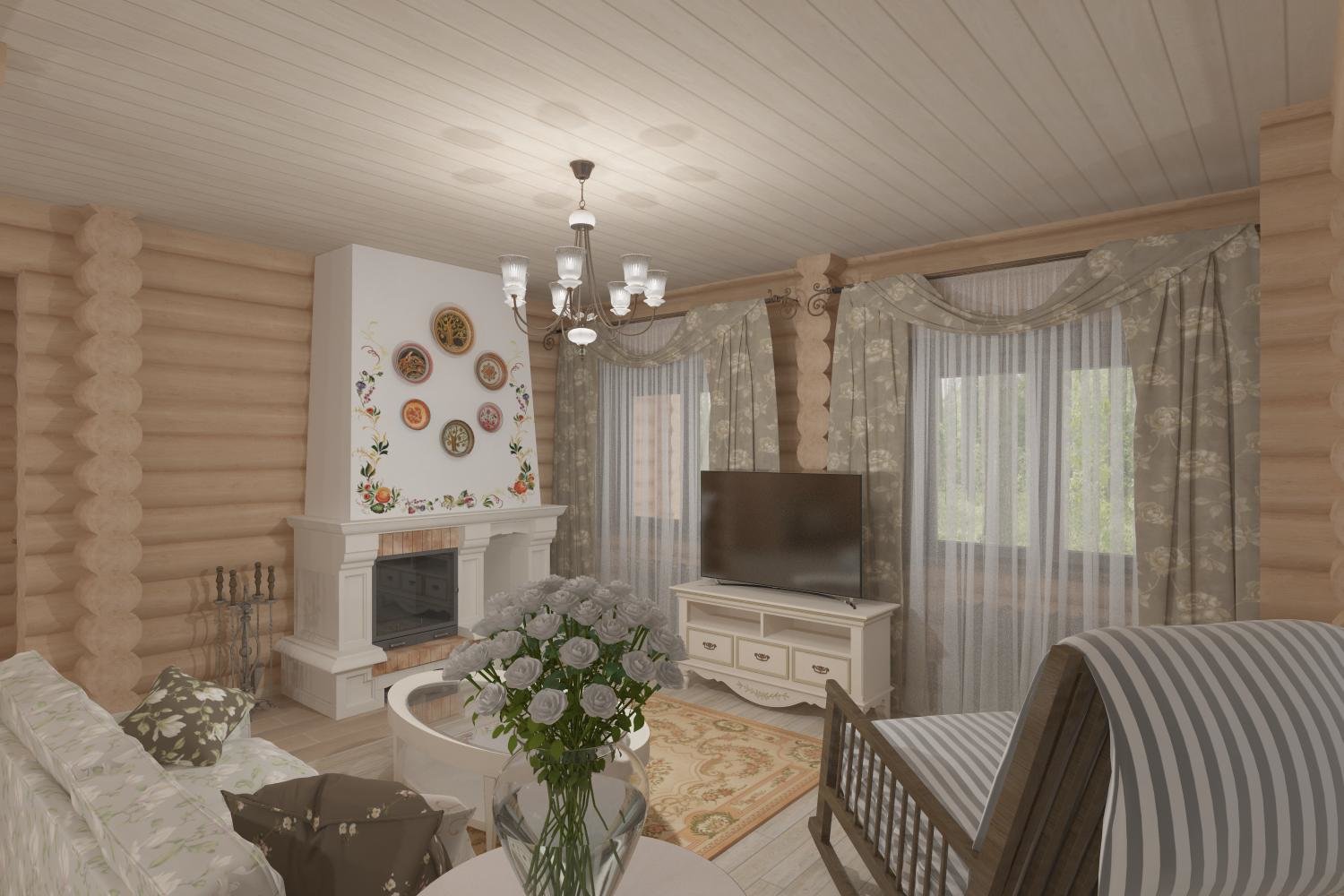 Фото из портфолио Гостиная-кухня в доме из бревна – фотографии дизайна интерьеров на INMYROOM Фото из портфолио Гостиная-кухня в доме из бревна – фотографии дизайна интерьеров на INMYROOM