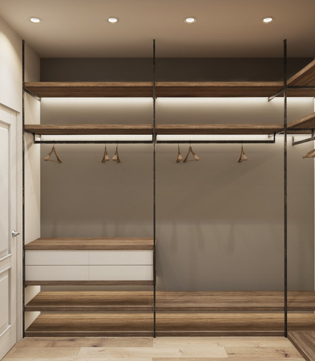 Фотография: Гардеробная в стиле Современный, Квартира, Студия, Проект недели, Новая Москва, Евгения Матвеенко, FlatsDesign, Монолитный дом, 40-60 метров, ЖК «Рассказово» – фото на INMYROOM
